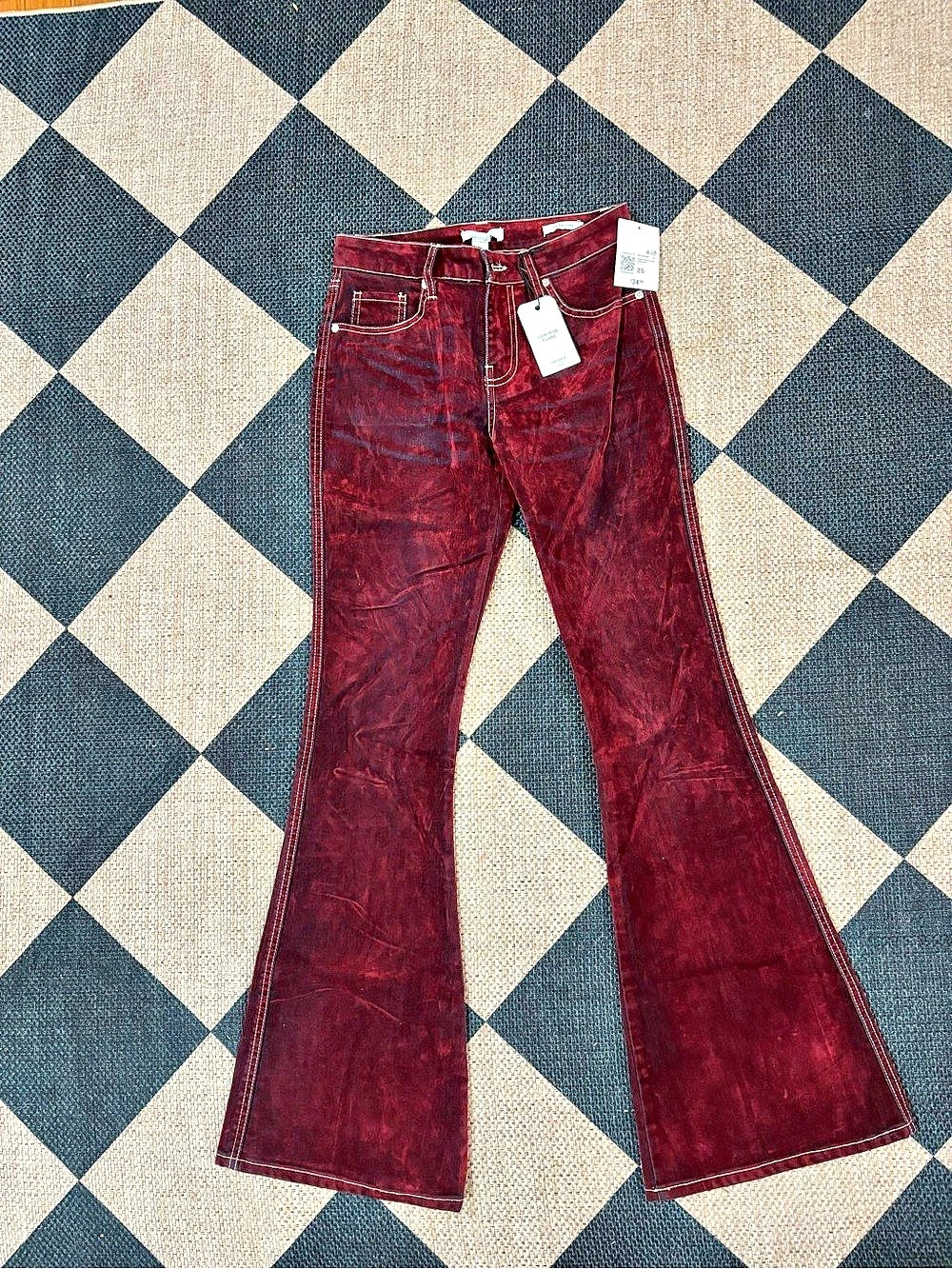 Forever 21 Low Rise Flare Jeans Burgundy Waist 25 NWT xsmall 0-2